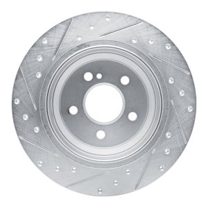 Mercedes-Benz SL500 Brake Rotor (1) - Rear Right - R1 Concepts - Drilled & Slotted - Silver - `03-`06